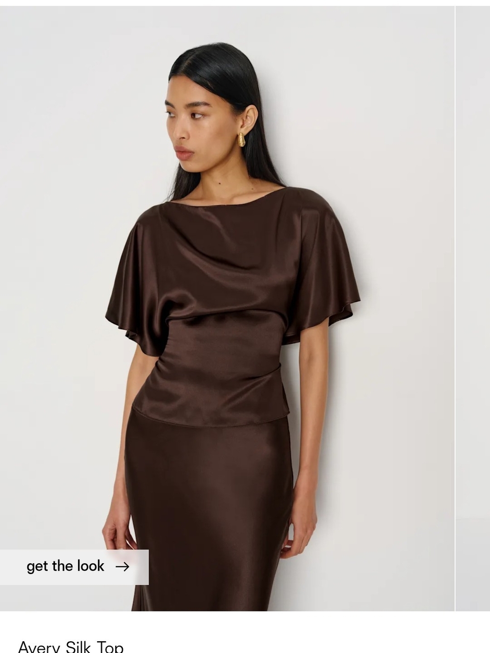Reformation Brown Avery Silk Top